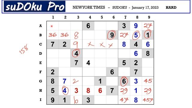 New York Times Hard Sudoku Jan 17, 2023 - Step By Step Solution смотреть онлайн