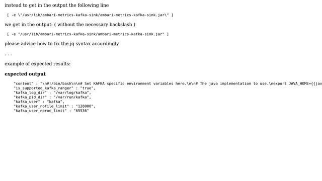 jq + print properties from json file without removing the necessary backslash смотреть онлайн