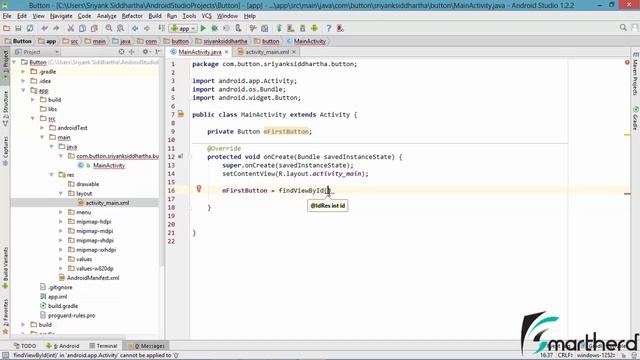 #14 Android Studio Tutorial : Button Part - 2 Method - 1 OnClickListener with codes смотреть онлайн