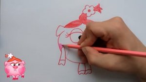 Как нарисовать смешариков. Рисуем Нюшу. Kikoriki. Учимся рисовать Нюшу.