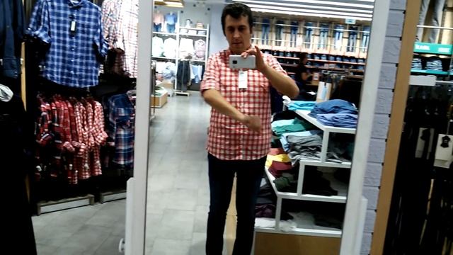 Рубашка. Красно-белая мужская рубашка. Интересная.