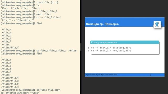 Linux. Копирование файлов команда cp. смотреть онлайн