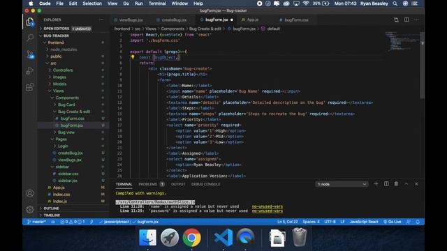 ReactJS Tutorial: Bug-Tracker Full Project P6: Create bug смотреть онлайн