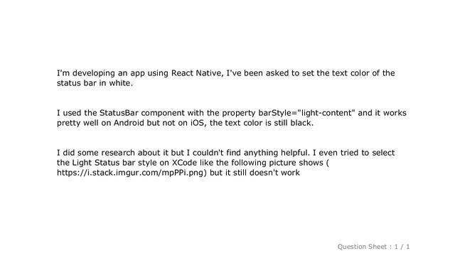 iOS : React Native change status bar text color in iOS смотреть онлайн
