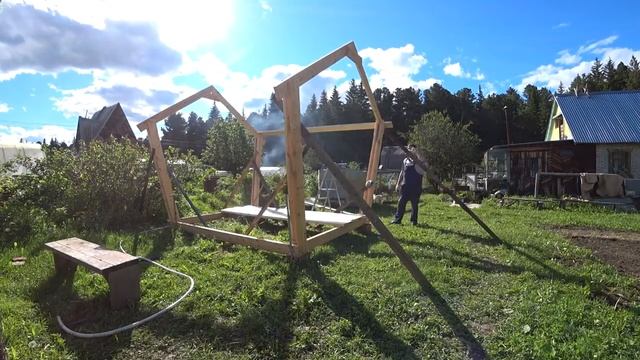 КАК МЫ СТРОИЛИ БЕСЕДКУ (ПОЛНАЯ ВЕРСИЯ) С ИСПЫТАНИЕМ РУБАНКА Makita KP0800 смотреть онлайн