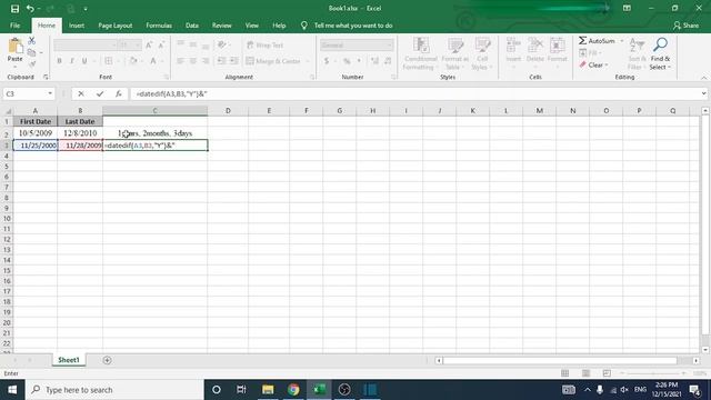 Calculate The Difference Between Two Dates In Excel | Sinhala