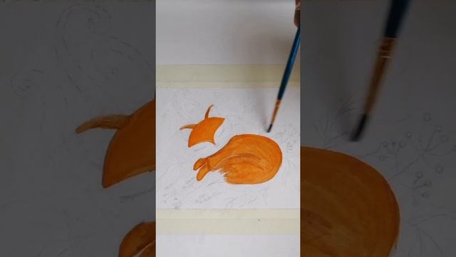 Рисуем открытку - иллюстрацию "Лисичка" смотреть онлайн