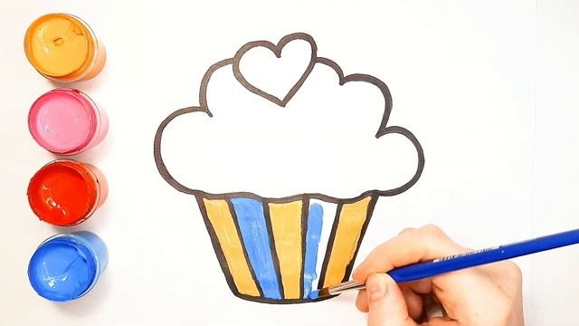 Рисунок и раскраска для детей. Учим цвета. Как нарисовать Кусок торта. Пирожное. Леденец. смотреть онлайн