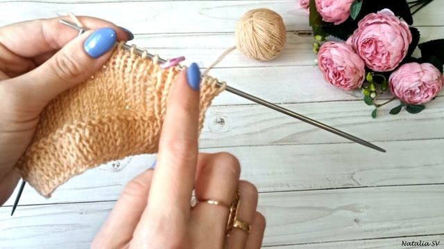 Планка полой резинкой. Выравнивание укороченными рядами. Петля под пуговицу. смотреть онлайн