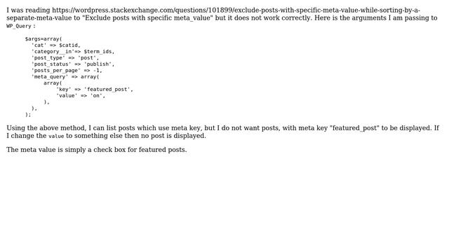 Wordpress: Hide posts with meta key in WP_Query смотреть онлайн