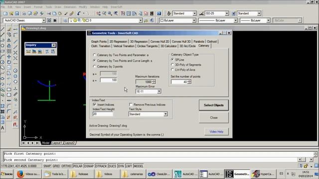 How to draw a Catenary in AutoCAD with InnerSoft CAD using Geometric Tools смотреть онлайн