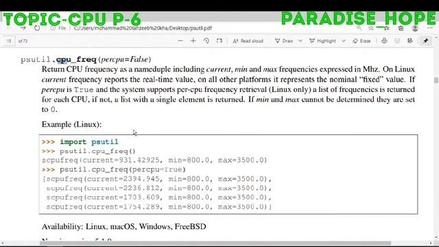 Psutil python Topic-CPU P-6 how to get information about cpu_freq смотреть онлайн