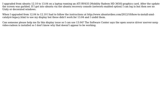 Ubuntu: How to use ubuntu 13.04 with ATI RV635 [Mobility Radeon HD 3650] graphics card? смотреть онлайн