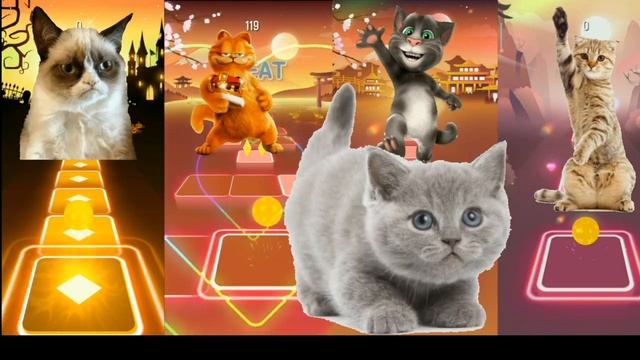 Grumpy Cat VS Garfield VS Tom VS Cute cat Tiles Hop смотреть онлайн