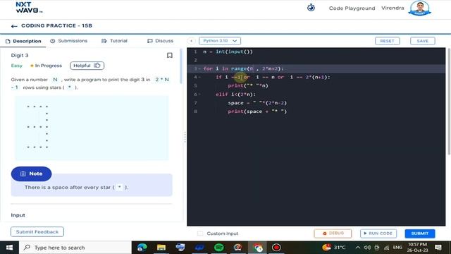 Digit 3 Star Pattern Program in Python | Coding Practice 15B | NxtWave | CCBP смотреть онлайн