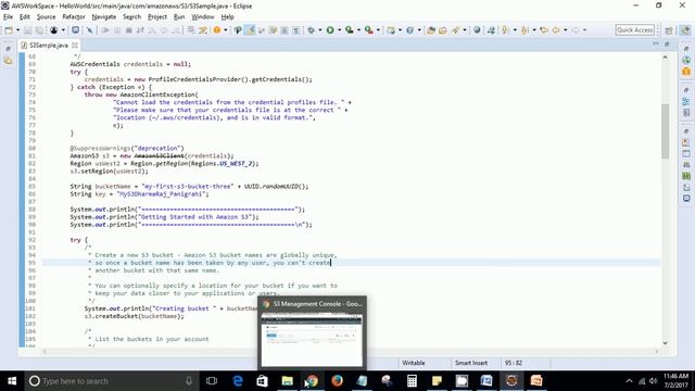 Getting Started Eclipse AWS Java SDK with S3 Part 1 смотреть онлайн