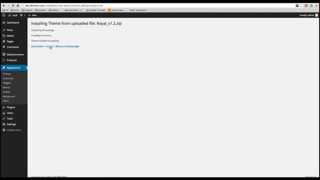 Royal WordPress Theme - Installation via WP admin смотреть онлайн