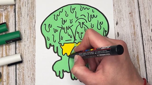 Squidward SpongeBob Drawing with Posca Markers! Drip Effect! смотреть онлайн