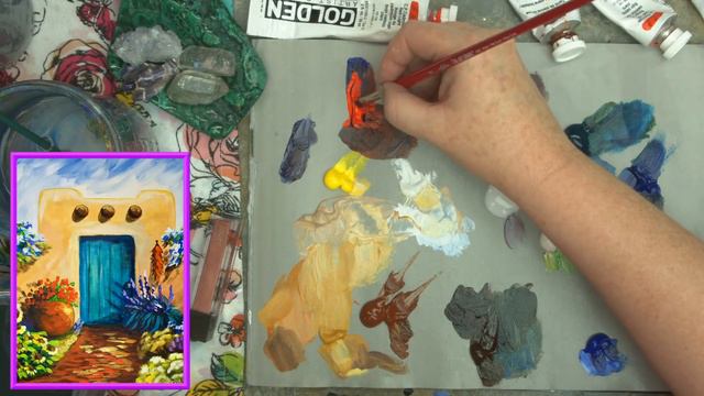 How to paint with Acrylic Southwest Art of a Pueblo with Flowers | TheArtSherpa смотреть онлайн