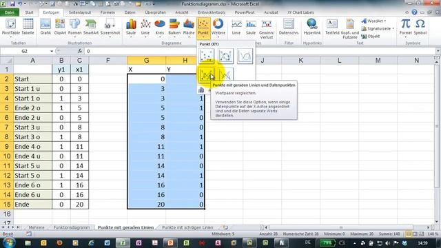Excel # 254 - Funktionsdiagramm (2) aus XY-Punktwolke mit geraden Verbindungslinien смотреть онлайн