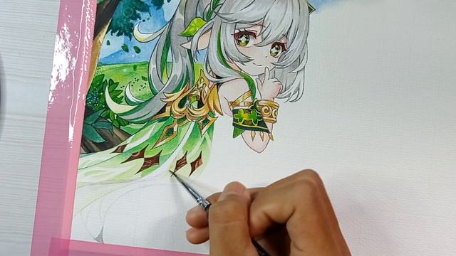 drawing nahida genshin impack | watercolor painting #art #genshinimpact#nahida #drawingtutorial смотреть онлайн