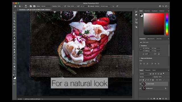How To Remove Anything in Photoshop | Clone Stamp Tool & Patch Tool | Learn Food Photography смотреть онлайн