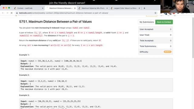 1855. Maximum Distance Between a Pair of Values (Leetcode Medium) смотреть онлайн
