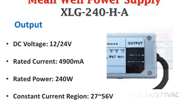 Meanwell Power Supply XLG-240-H-A