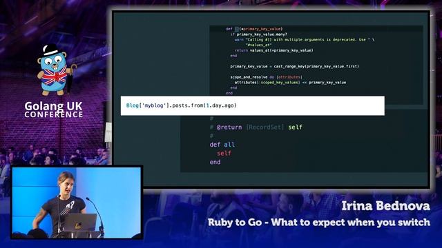 Golang UK Conference 2017 | Irina Bednova - Ruby to Go - What to expect when you switch смотреть онлайн
