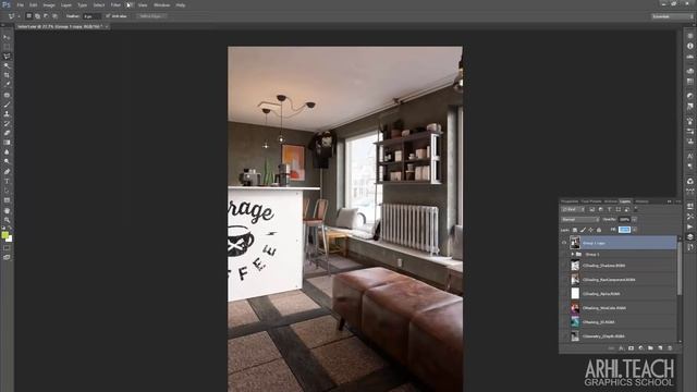 Постобработка интерьера в фотошопе смотреть онлайн
