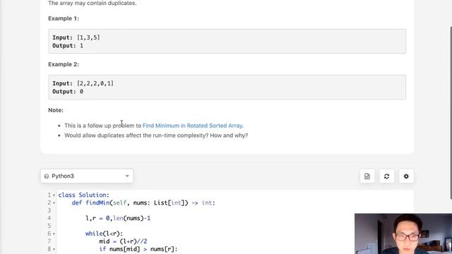 Leetcode - Find Minimum in Rotated Sorted Array II (Python) смотреть онлайн