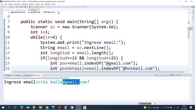 Clase String en JAVA email validar longitud si contiene @gmail Crear metodo para limpiar espacios смотреть онлайн