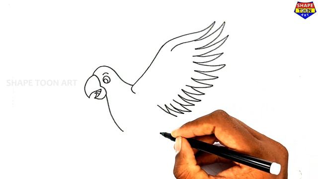 How to draw flying parrot drawing for kids easy step by step - Parrot drawing step by step outline смотреть онлайн