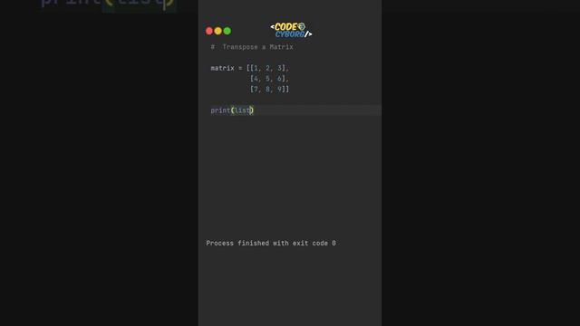 TRANSPOSE a Matrix in Python !? // Python Tips #python #coding #programming смотреть онлайн