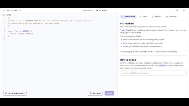 JavaScript | Exercism | Hello World - 001 смотреть онлайн