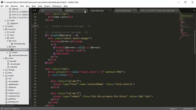 Laravel 5.3 Todo-list App (CRUD) - part 6 - Adding Success Alert Messages смотреть онлайн