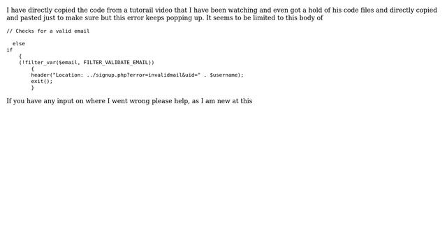 Trying to create a log in system but getting error "Parse error: syntax error, unexpected 'else'... смотреть онлайн