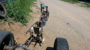 Самодельный ТРИЦИКЛ. МОТОЦИКЛ. ДРИФТ ТРАЙК,//чуть не убежал//.  Как укоротит мост от автомобиля ВАЗ