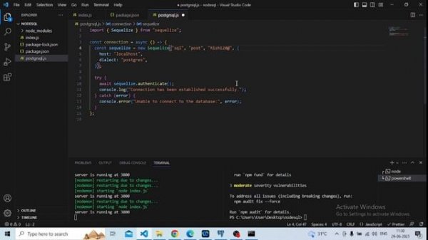 How to Connect Node js to PostgreSQL Database using Sequelize | creating Model and table