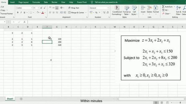 Simplex method in Excel/Simplex linear programming in excel/use of solver/simplex method