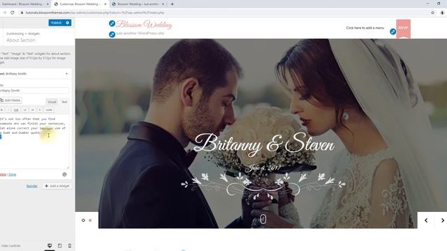 How to configure About section on homepage | Blossom Wedding WordPress Theme смотреть онлайн