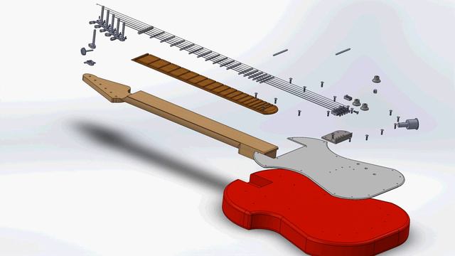 Electric Guitar Assembly on Solidworks смотреть онлайн