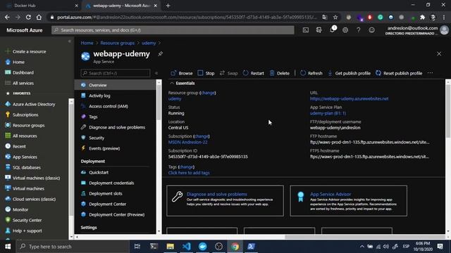 21-Desplegando en una aplicación web de Azure | Docker para desarrolladores .Net смотреть онлайн