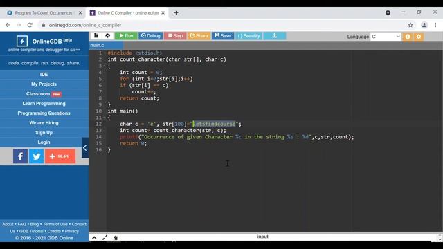 Program to Count Occurrence of a Given Character in a String - Letsfindcourse смотреть онлайн
