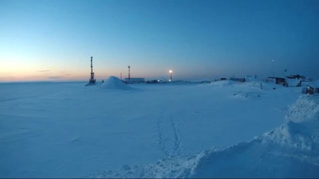 Морской порт Варандей. Круговая панорама зимой. Февраль 2019.