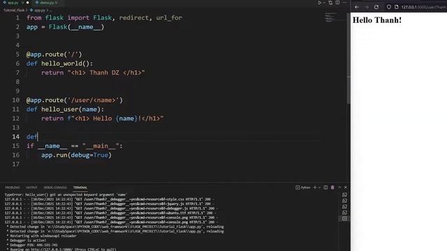 LẬP TRÌNH WEB FLASK-PYTHON #2: RETURN THẺ HTML, TRUYỀN BIẾN, CHUYỂN HƯỚNG TRANG! смотреть онлайн