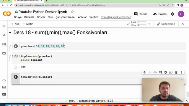 18 Python sum,min,max Fonksiyonları смотреть онлайн