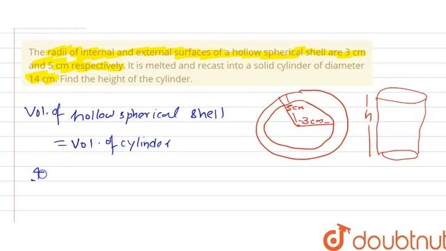 The Radii Of Internal And External Surfaces Of A Hollow Spherical Shell Are 3 Cm And 5