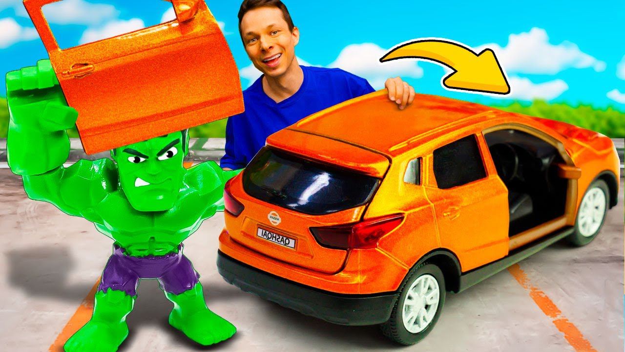 Халк и Железный Человек попали в аварию! Чиним машины в Автомастерской — Супергерои Марвел и машинки смотреть онлайн