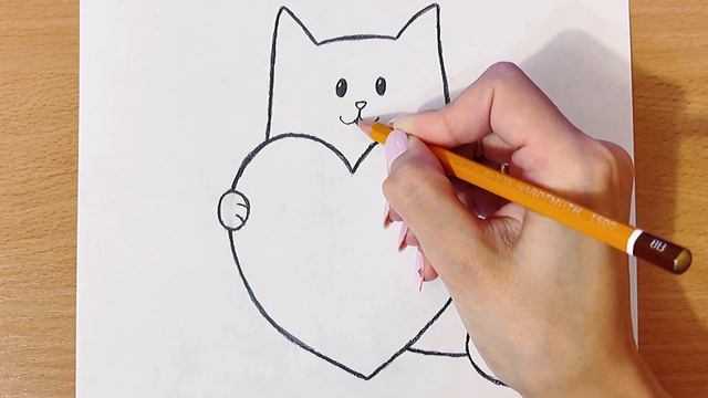 HOW TO DRAW A CUTE CAT WITH HEART смотреть онлайн